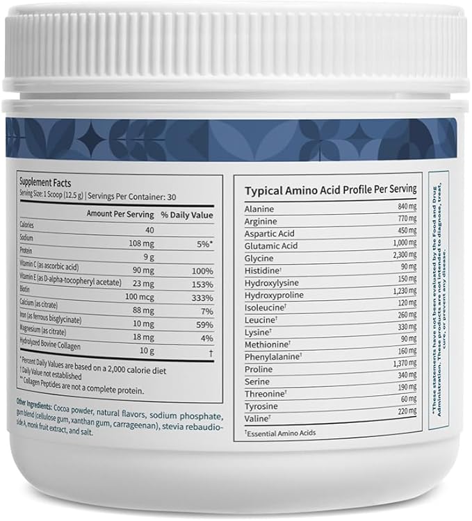 Pattern Wellness Collagen Peptides Powder (Type I & III) - Hair, Nails, Skin & Joint Support - Grass Fed & Pasture-Raised - Hydrolyzed, Non-GMO, Dairy Free, & Keto-Friendly - Cookies & Cream (13 Oz)