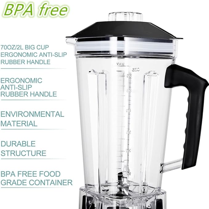 Yanike 70OZ BPA-Free Tritan Blender, 2200W High Speed Professional Countertop Blender for Shakes and Smoothies, Adjustable Speed Control, Timer Control, Automatically Shuts Off