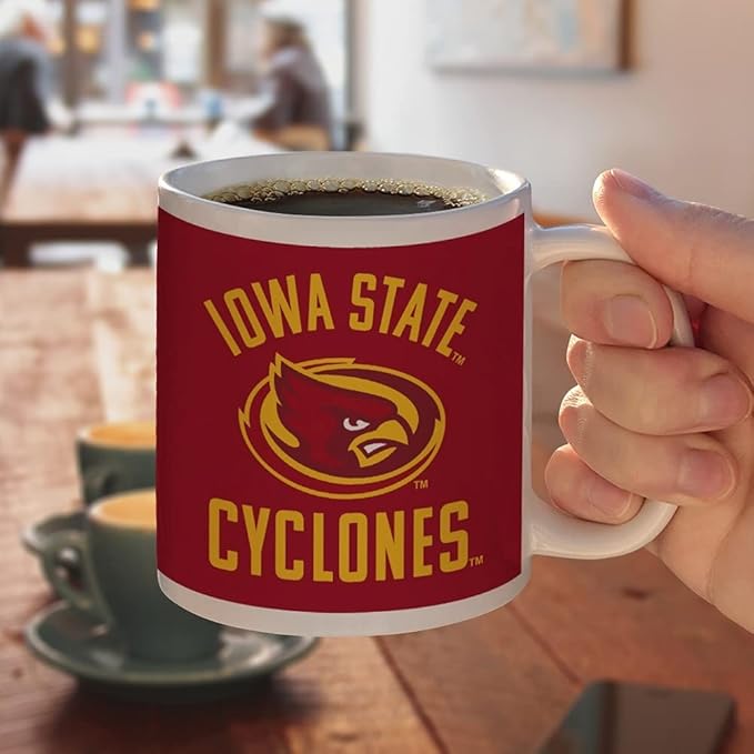 Iowa State Cyclones Ceramic Coffee Mug, Novelty Gift Mugs for Coffee, Tea and Hot Drinks, 11oz, White