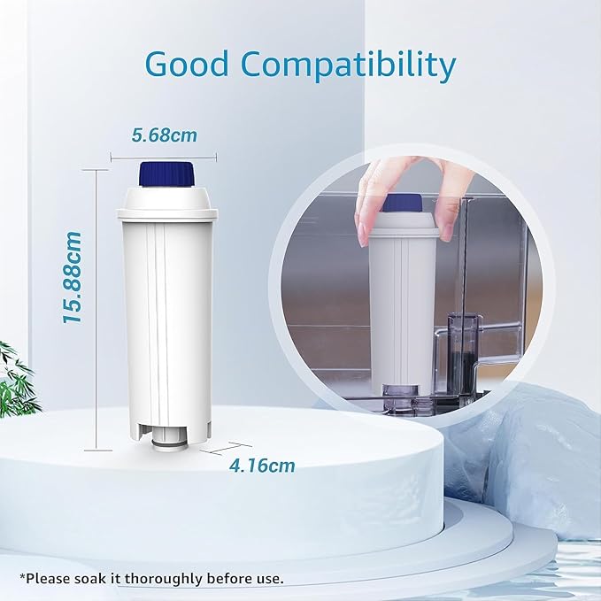 AQUA CREST Coffee Water Filter, Compatible with De'Longhi® Filter, DLS C002 De'Longhi® Water Filter, ECAM/EPAM/ETAM All Series, EC680, 2 Packs