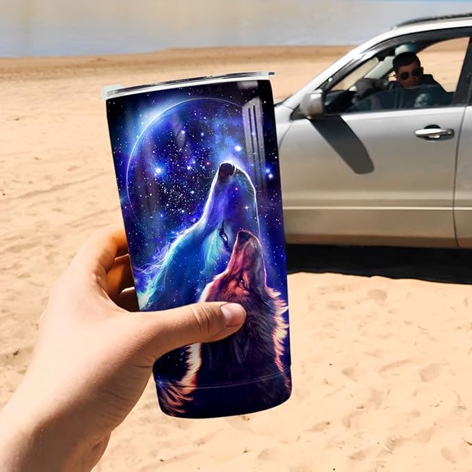 winorax Wolf Tumbler Wolves Gifts For Women Men Wolf Cup 20oz Stainless Steel Insulated Coffee Travel Mug Cup Tumblers Equestrian Gifts For Birthday Christmas