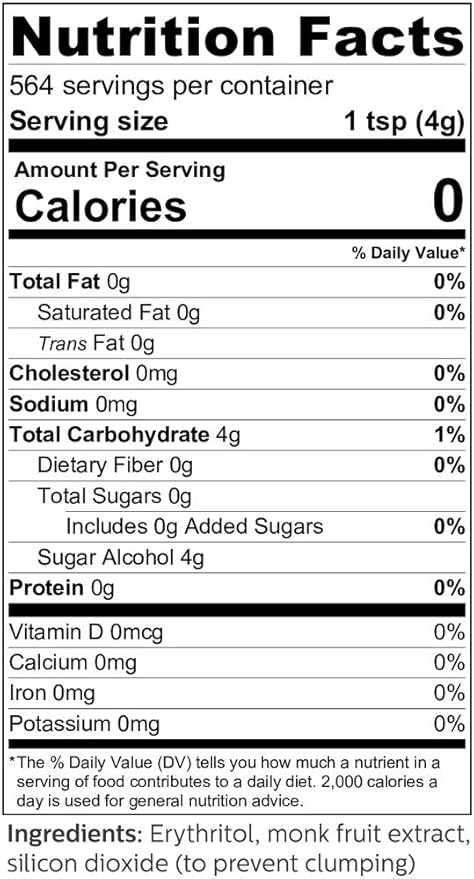 So Nourished Powdered Monk Fruit Sweetener with Erythritol, 1:1 Sugar Substitute, Keto, 0 Calorie, 0 Net Carb, Non-GMO (5 Pounds)