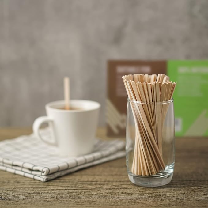 1000pc Wood Coffee Stir Sticks - Biodegradable 7" Wood Stirrers for Coffee, Disposable Wooden Stir Sticks for Coffee Bar, Wooden Coffee Stirrers, Round-end BPA free Coffee Sticks
