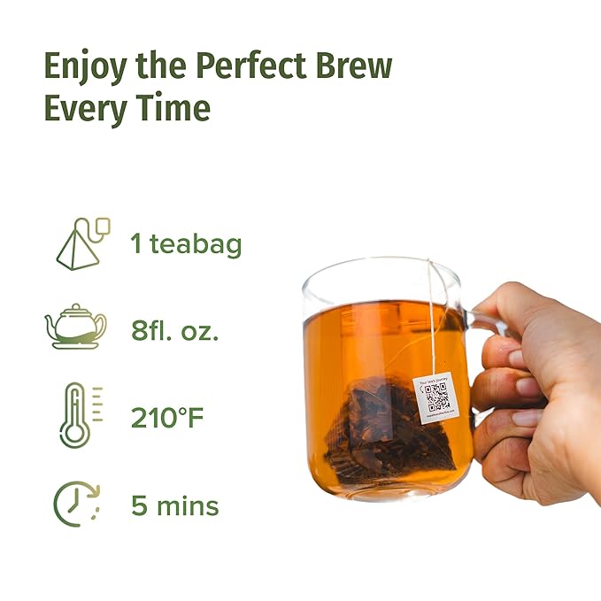 NEPAL TEA Organic Black Tea Bags from the Himalayas - 15 Pyramid Tea Bags, Single Origin from a Family Farm - Black Tea Bags with Loose Leaf Tea Inside (Himalayan Sunrise), 6 Pack