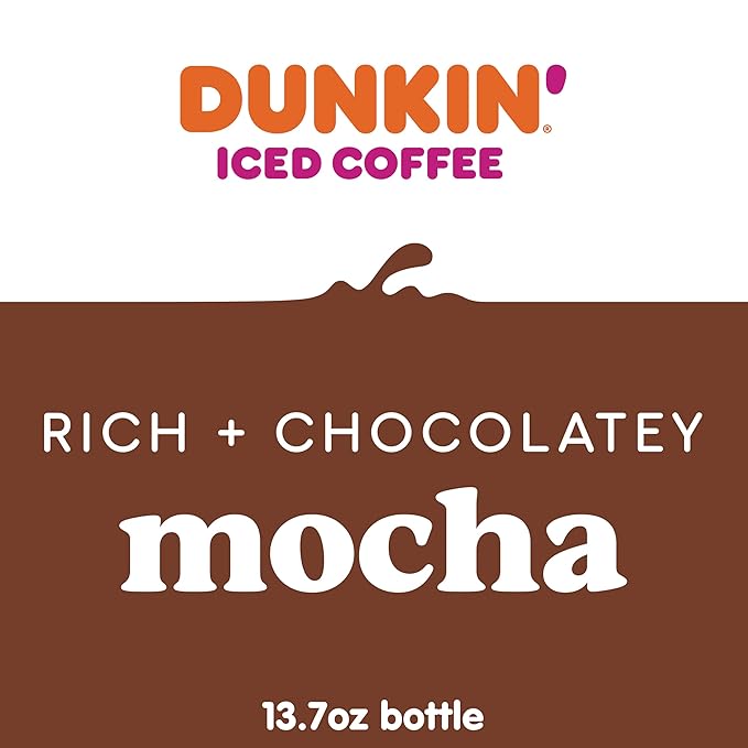 Dunkin' Mocha Iced Coffee Bottle, 13.7 fl oz, 12 Pack