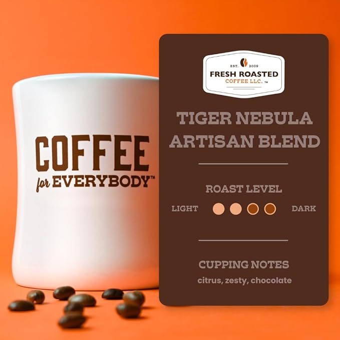 Fresh Roasted Coffee, Tiger Nebula, 2 lb (32 oz), Medium Roast, Kosher, Whole Bean