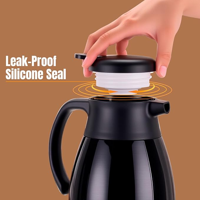 PARACITY 56Oz Thermal Coffee Carafe with Stainless Steel Liner, Coffee Carafes for Keeping Hot, Double Walled Vacuum Insulated Coffee Urn for Coffee & Tea, Home & Office (1, 56oz)