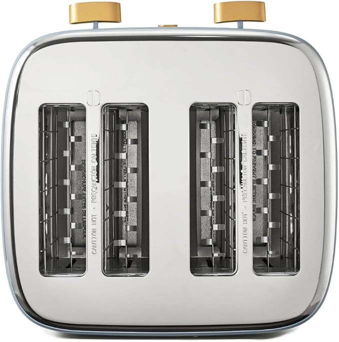 Beautiful 4-Slice Toaster by Drew Barrymore – Touch Display, Extra-Wide Slots, Bagel & Frozen Functions, Stainless Steel (Cornflower Blue)