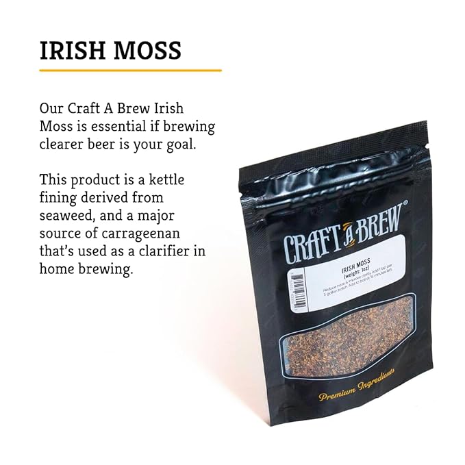 Craft A Brew - Irish Moss - For Beer Brewing - Helps Brew Clearer Beer - Clarifier For Home Brewing - 1 oz Package