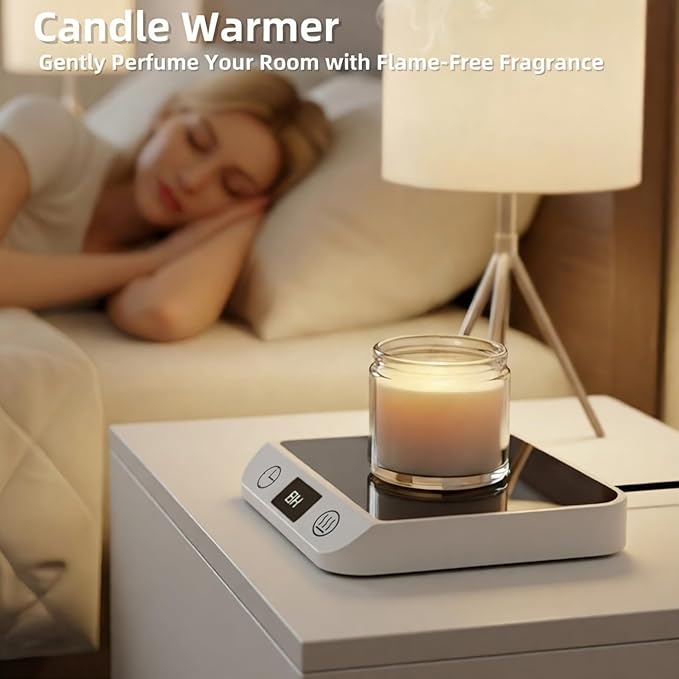 Coffee Mug Warmer, 20W Fast Heating & Constant Temperature Control, 6-Temp Settings, 1-12H Timer, Candle Warmer, Compatible with Various Cups for Coffee, Tea, Milk (White)