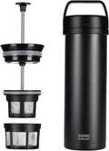 ESPRO P0 Ultralight French Press Coffee Maker for Travel, Vacuum Insulated Stainless Steel, 16 Ounces, Matte Meteorite Black