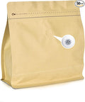 50 Count 16oz Coffee Bags with Valve,1lb Vented Coffee Beans Packaging Bags High Barrier Aluminumed Foil Flat Bottom Heat Sealed Side Zipper Resealable Storage Bag for Home or Business（Kraft paper）