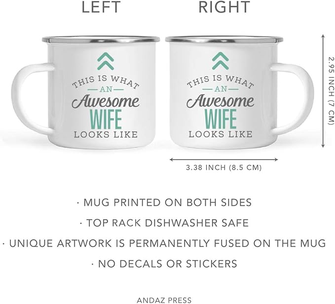 Andaz Press 11oz. Stainless Steel Campfire Coffee Mug Gift, This is What an Awesome Wife Looks Like, 1-Pack, Birthday Gift Ideas Coworker Him Her, Includes Gift Box