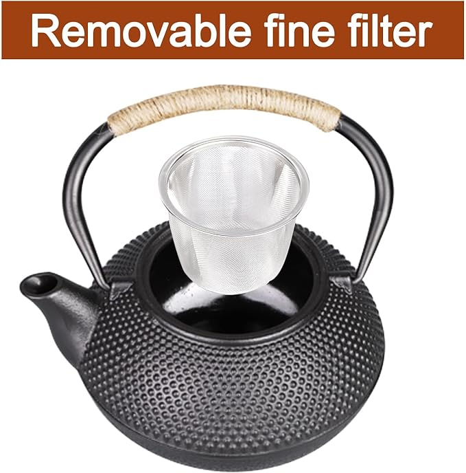 PARACITY Cast Iron Teapot Japanese Tetsubin Coated with Stainless Steel Infuser, Stovetop Tea Kettle for Boiling Hot Water Tea, Mothers Day Gifts from Daughter/Son 23.5 Oz /700 Ml