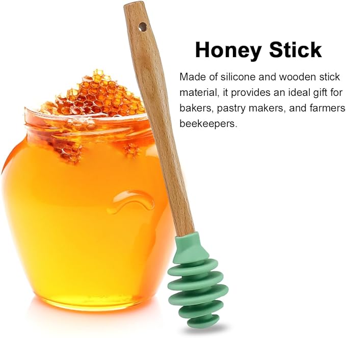 3 Pcs Silicone Honey Dipper Sticks - Spiral Design Non-Drip Honey Spoon with Jar Stirring Rod, Food-Grade BPA Free Dispenser for Syrup, Jam & Beverages