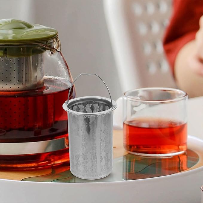 PRETYZOOM Stainless Steel Tea Infuser Mesh Strainer with Handle Replacement Tea Filter Basket for Loose Leaf Brewing in Teapots and Cups 3.54 Inch Compact Size
