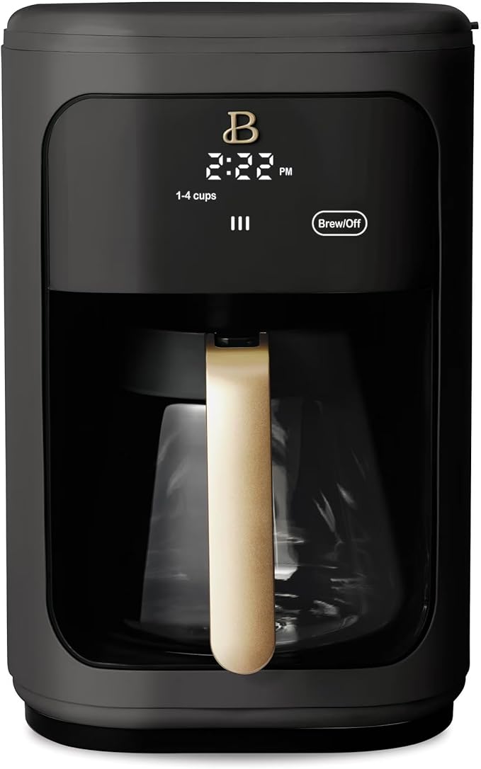 Beautiful 14-Cup Programmable Drip Coffee Maker with Touch Display - Automatic Coffee Machine with Timer for Home & Office - by Drew Barrymore (Black Sesame)