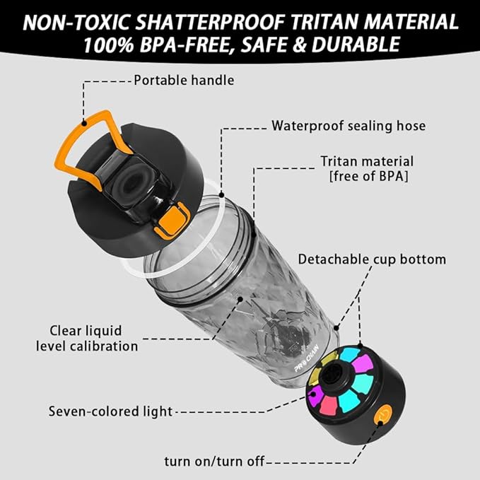 PROCHAIN Electric Protein Shaker Bottle, USB Rechargeable Mixing Cup, Water Drink Mixer Portable Bottles for Gym Sport, BPA-Free Tritan, 22oz