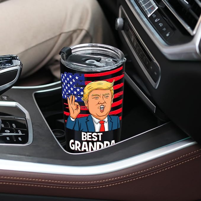Gifts for Grandpa, Best Grandpa Ever Tumbler Christmas Gifts - Great Grandfather Birthday Gift from Grandchildren Grandson Granddaughter, 20 OZ Stainless Steel Insulated Travel Coffee Tumbler Cup