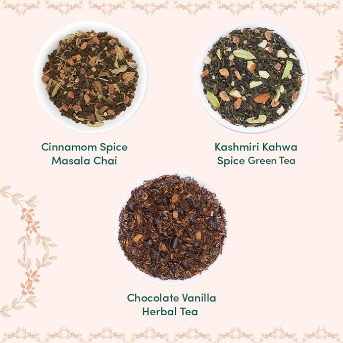 VAHDAM, BLUSH - Assorted Christmas Tea Gift Set for Women (3 Premium Teas) Tin Caddy Presentation Box | Loose Leaf Teas | Gluten Free & Non GMO | Gifts for Her | Holiday Tea