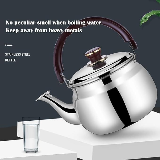 Tea kettle, Food Grade 304 Stainless Steel Tea Kettle for Stove top Whistling Teapot with Cool Touch Ergonomic Handle, Suitable for All Heat Sources(1.8L)