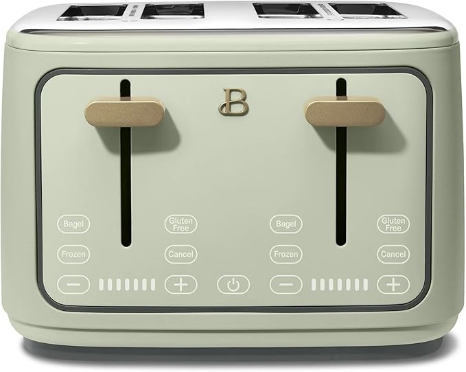 Beautiful 4 Slices Toaster with Touch-Activated Digital Display, Extra Wide Self-Adjusting Slots, Adjustable Shade Control, by Drew Barrymore (Green)