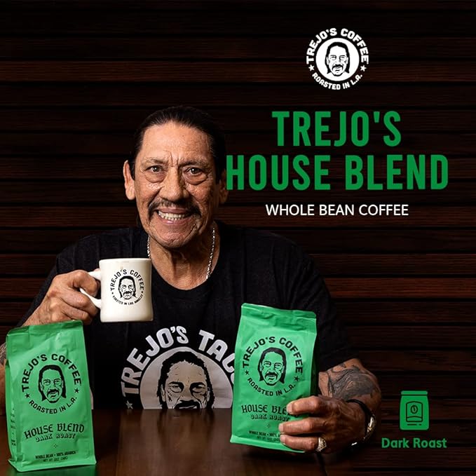Trejo's Coffee House Blend Dark Roast Whole Bean Coffee, 12 Ounce Bag, 100% Arabica