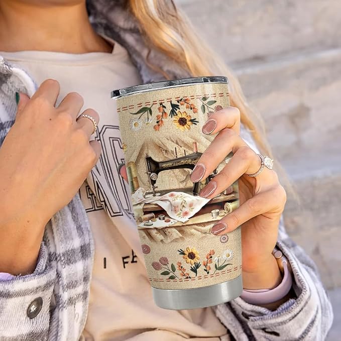 Sewing Tumbler 20oz Stainless Steel Insulated Coffee Travel Mug Cup for Women Girls Grandma Mom Sewing Gifts for Birthday Christmas Mothers Day