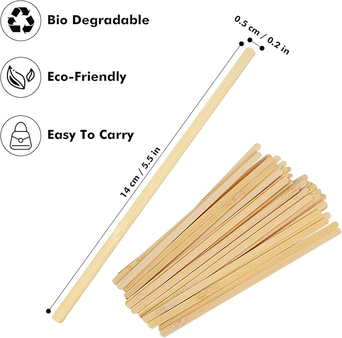 100pcs Wood Coffee Stirrer Sticks, 5.5 Inch Wooden Swizzle Stick Beverage Mixer, Eco Friendly Long Stirrer Stir Sticks for Mixing Cocktail Hot Chocolate Drinking Tea