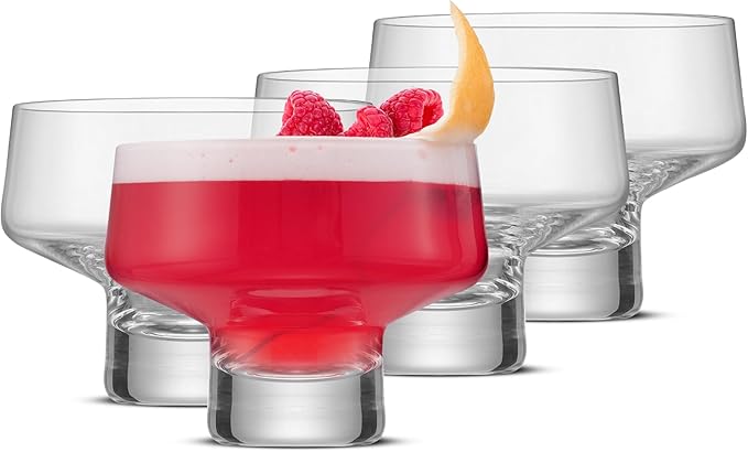 JoyJolt Sidney Stemless Coupe Glasses Set of 4 | 10oz Cocktail Glasses for Espresso Martini, Margarita, Manhattan, Champagne, Daiquiri, Cosmopolitan | Premium Crystal Made in Europe