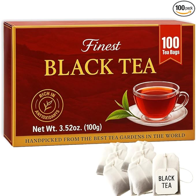 Hand-Picked Black & Green Tea Bags 100 Count Pack | Bold & Smooth Premium Blend for Hot or Iced Tea | Antioxidant-Rich Breakfast Tea Fresh Flavorful & Aromatic Brew 3.52 oz (Black Tea)