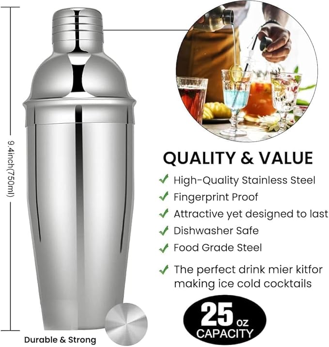 26-Piece Bartender Kit with Acrylic Stand – Premium Cocktail Shaker Set with Mixology Tools & Accessories – Professional Bar Set for Home & Party Drink Making