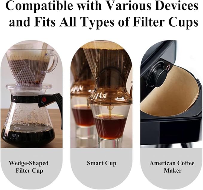 100 Count Cone Coffee Filters #4,Natural Unbleached Coffee Filters 8-12 Cup, Fits Disposable Paper Filters for Ninja, Mr. Coffee, Hamilton Beach, Melitta, Pour Over & Drip Machines