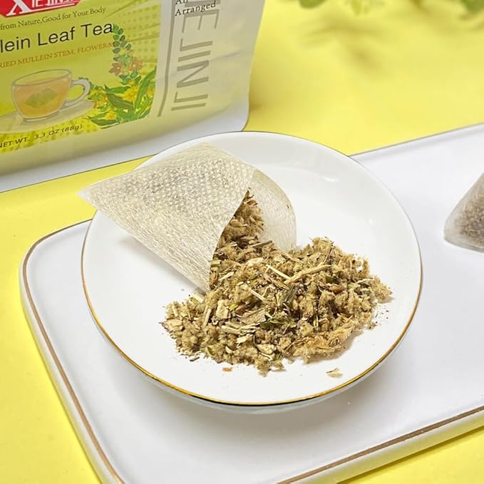 Mullein Leaf Tea - 2.2g x 40 Reusable Tea Bags - 100% Natural Mullein Leaf, Stem & Flower - No Flavoring & No Additives & Caffeine Free