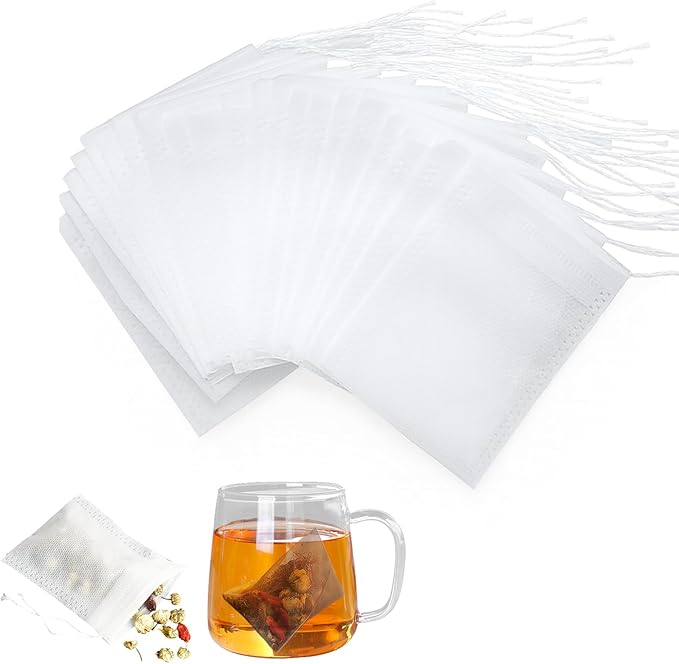 200PCS Tea Filter Bags,Empty Tea Bags for Loose Leaf Tea,Natural food grade non-woven fabric,Disposable Tea Filter Bags,Perfect for Tea, Coffee, Spices, and More (3.54 x 2.75 Inch)