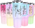 Personalized 40oz Tumbler with Handle, Custom Insulated Tumblers with Name&Birth Flower, Stainless Steel Travel Coffee Mug, Personalized Gifts for Women Men Birthday Fathers Day Mothers Day