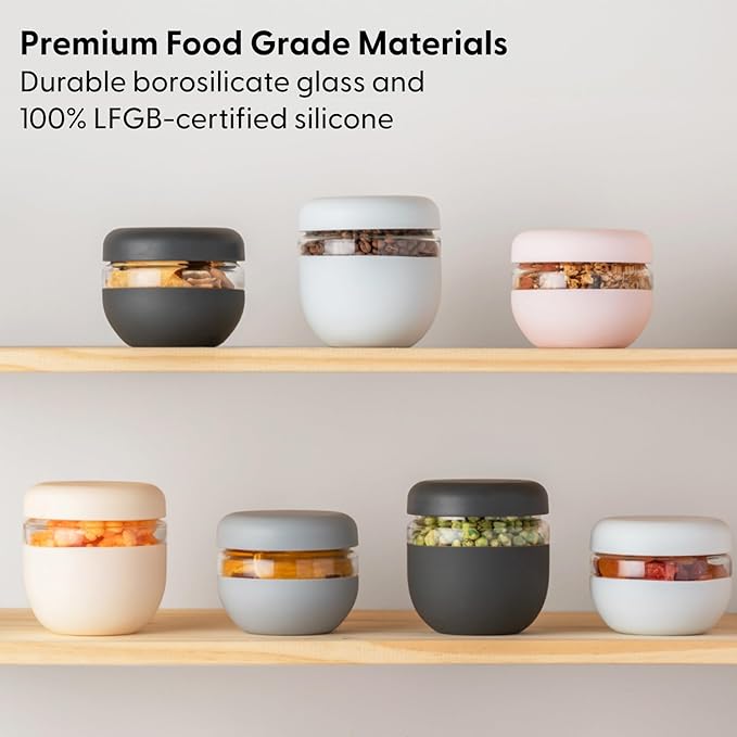 W&P Porter Seal Tight Glass Food Storage Container with Lid, Terrazzo Charcoal 16oz, Leak & Spill Proof Meal Prep Container, Microwave & Dishwasher Safe, Borosilicate Glass