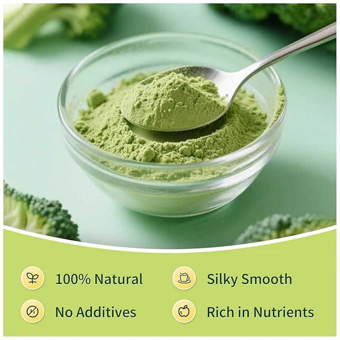 GaoGaoFen Freeze-Dried Broccoli Powder,7.05oz/200g,Green Superfood for Smoothie,Drinks,Cooking,Rich in Nutrients,100% Natural No Additives