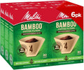 Melitta #4 Cone Coffee Filters, Bamboo, 80 Count (Pack Of 6), 480 Total Filters - Fits all 8-12 Cup Cone Coffee Makers and Pour-Overs, Compostable, Tear-Resistant, Made in USA
