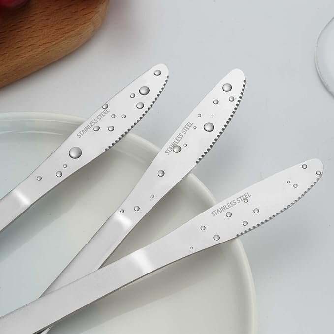 12 Pieces Dinner Knives Set, 8.1 Inches Table Knives Set, Durable Butter Knife, Food Grade Stainless Steel Dinner Knife, Cost-effective Knive Silverware - Mirror Polished, Dishwasher Safe