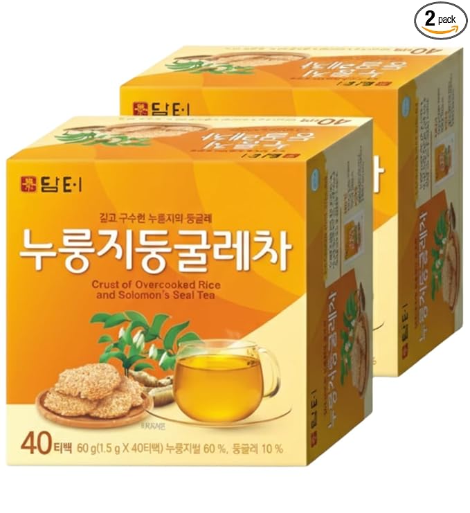 Damtuh Korean Roasted Rice & Solomon’s Seal Tea – Traditional Herbal Tea - Caffeine-Free, Sugar-Free, Non-Caloric, 40 Tea Bags (1.5g each, Pack of 2)