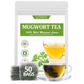 Premium 50 Mugwort Tea Bags, Made with 100% Pure Mugwort Tender Leaves, No Additives & Caffeine Free.