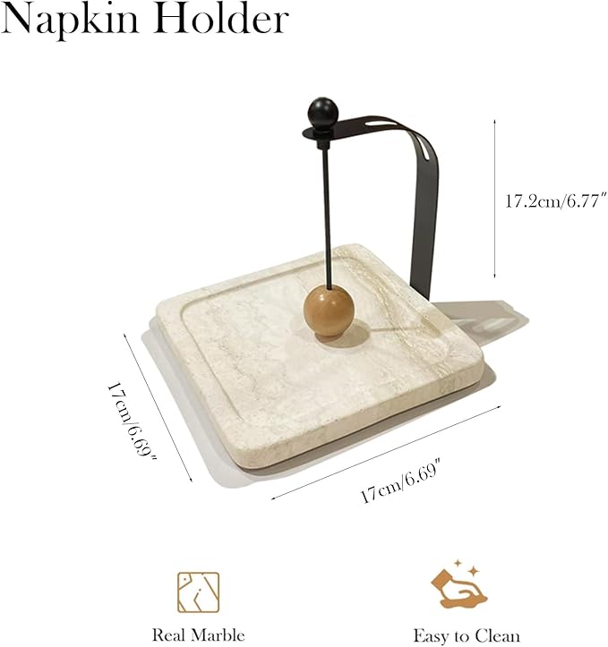 Handcrafted Italian Travertine Marble Napkin Holder for Paper Napkins (5-7"), Ideal for Cocktails, Restaurants, Bars & Modern Home Decor