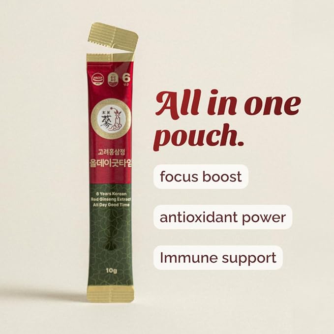 6-Year Korean Red Ginseng Extract Shot, HACCP Certified, Caffeine Free, Formulated with 12+ Traditional Korean Herbal Ingredients -Parent (100sticks, AlldayGoodtime)