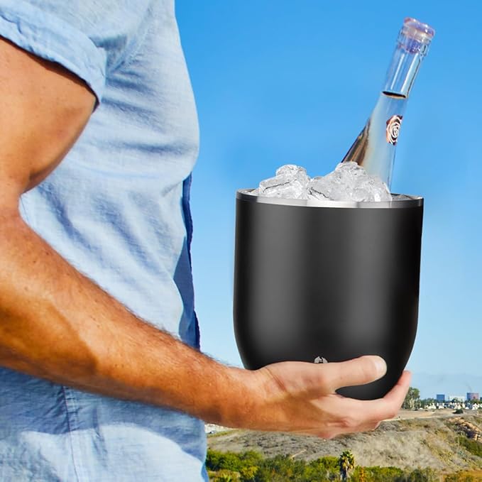 Snowfox Plus, Premium Vacuum Insulated Stainless Steel Ice Bucket with Lid/Scoop, Home Bar Accessories, Elegant Bartending Ice Buckets for Parties, Beautiful Outdoor Entertaining Supplies, 3L, Gold