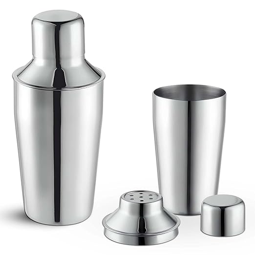 OCS Parts 3-Piece Stainless Steel Cocktail Shaker | 12-Ounce | Makes Perfect Mixed Drinks, Cocktails, and Coffees