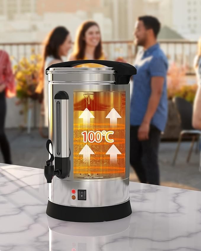 16L/4.2 Gal Commercial Coffee Urn with Double Wall Insulation, Stainless Steel Electric Coffee Maker & Beverage Dispenser, 110 Cups Large Capacity for Weddings, Parties, Catering, Buffets