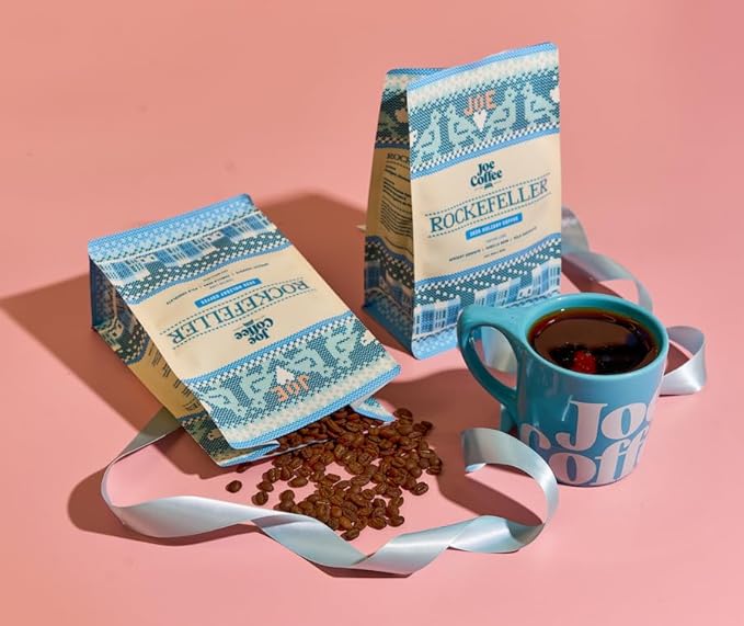 Joe Coffee Company (NYC Roaster), Rockefeller Holiday Coffee - Women Produced, Whole Bean, 12 oz Bag, RFA Certified, Kosher, Climate Friendly, Specialty Coffee