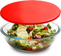 NUTRIUPS 5QT Large Tempered Glass Salad Bowl with Lid, 13 inch Clear Glass Bowls for Mixing, Prepping, Storage, Large Shallow Flat Bottom Bowl for Sourdough