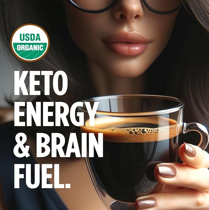 VitaCup Organic Genius Ground Keto Coffee, Increase Energy & Focus w/MCT Oil, Turmeric, B Vitamins, D3, USDA Organic Ground Coffee Medium Dark Roast, Bold & Smooth, 100% Arabica Coffee Grounds, 10 oz